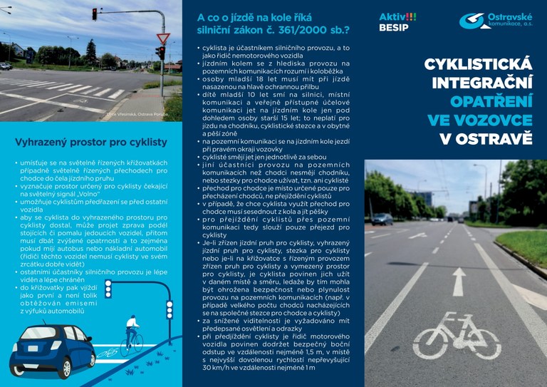 Další opatření k zajištění bezpečnějšího cykloprovozu v Ostravě jsou uskutečňována