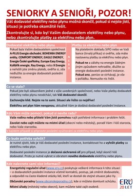 Informace pro zákazníky dodavatelů, kteří ukončili nebo ukončují činnost