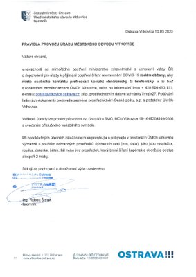 Mimořádná opatření v návaznosti na šíření nemoci COVID-19