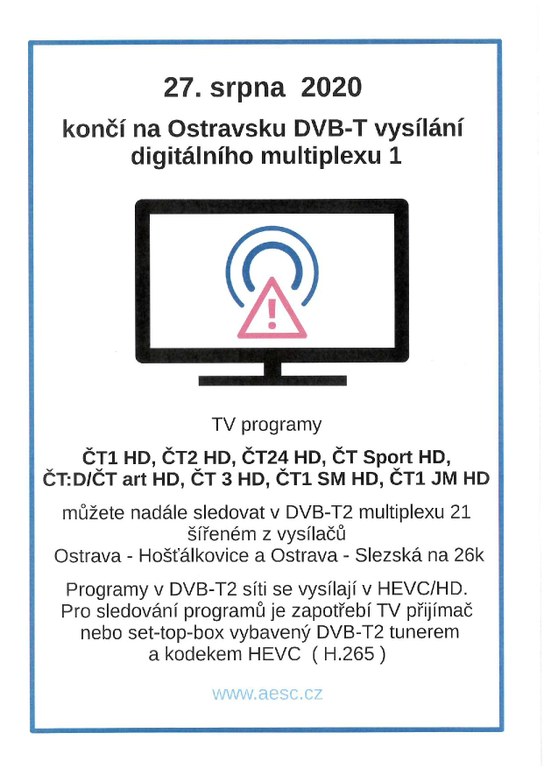 Na Ostravsku končí DVB-T vysílání