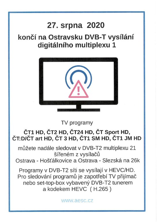 Na Ostravsku končí DVB-T vysílání