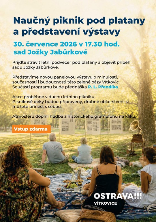 Naučný piknik pod platany a představení výstavy dne 30. 7. 2026