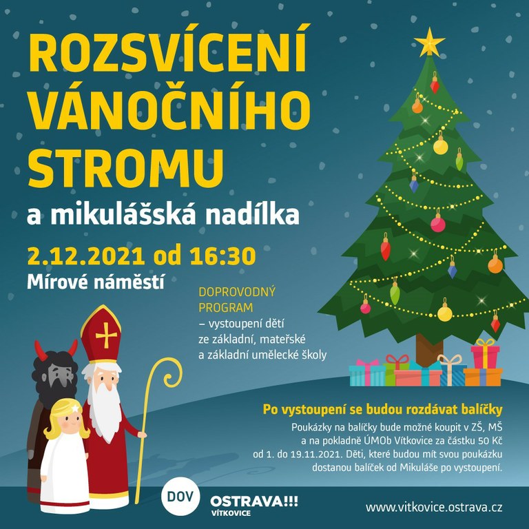 Rozsvícení vánočního stromu a mikulášská nadílka