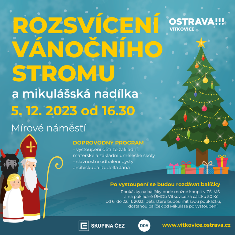 Rozsvícení vánočního stromu a mikulášská nadílka