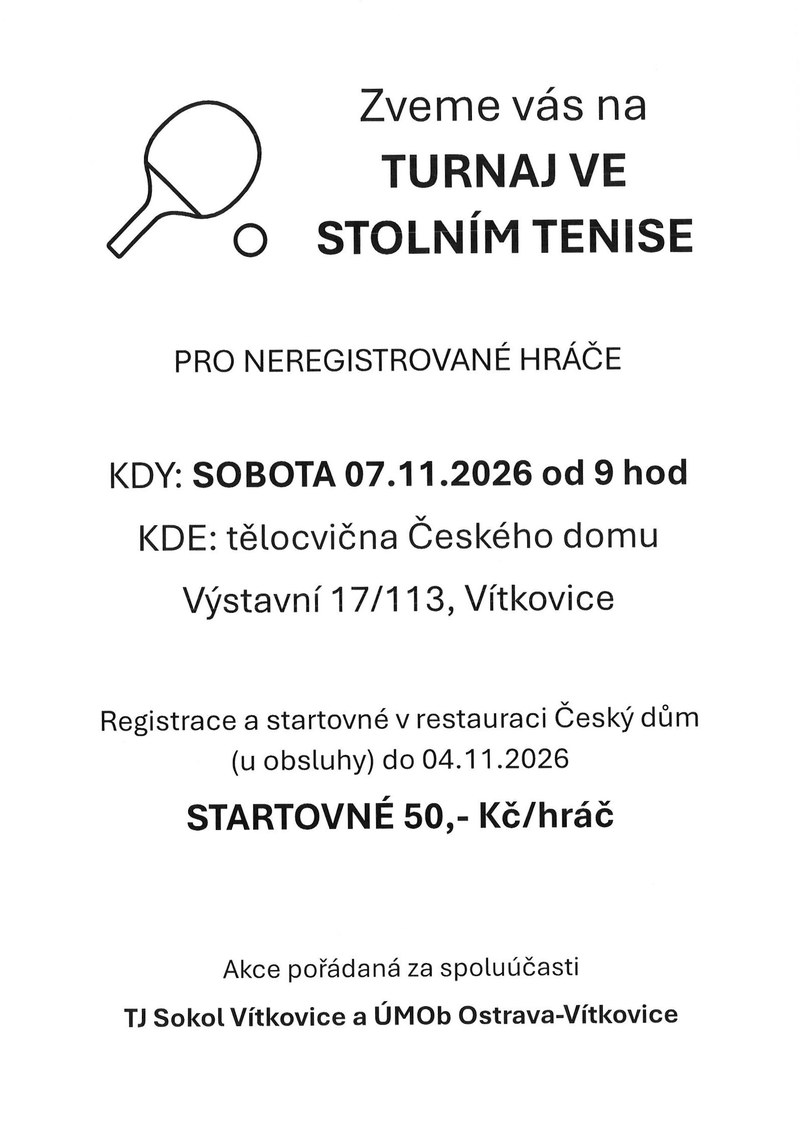TURNAJ VE STOLNÍM TENISE